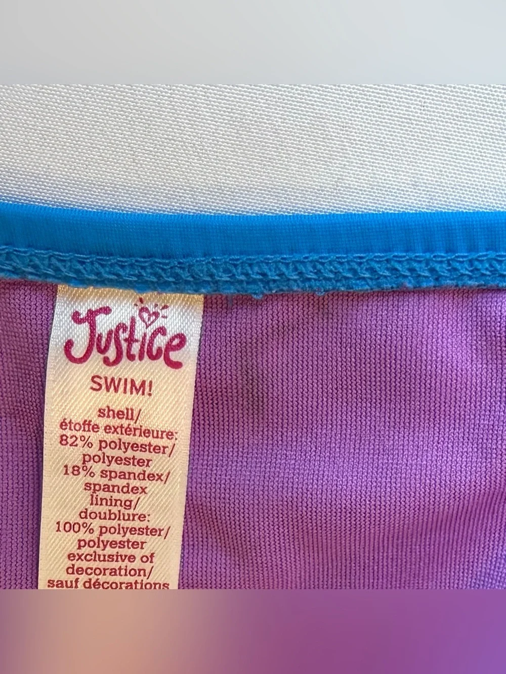Justice Girls Swimsuit 2 Piece Blue Purple Palm Trees FUN Sequin Tankini Size 18